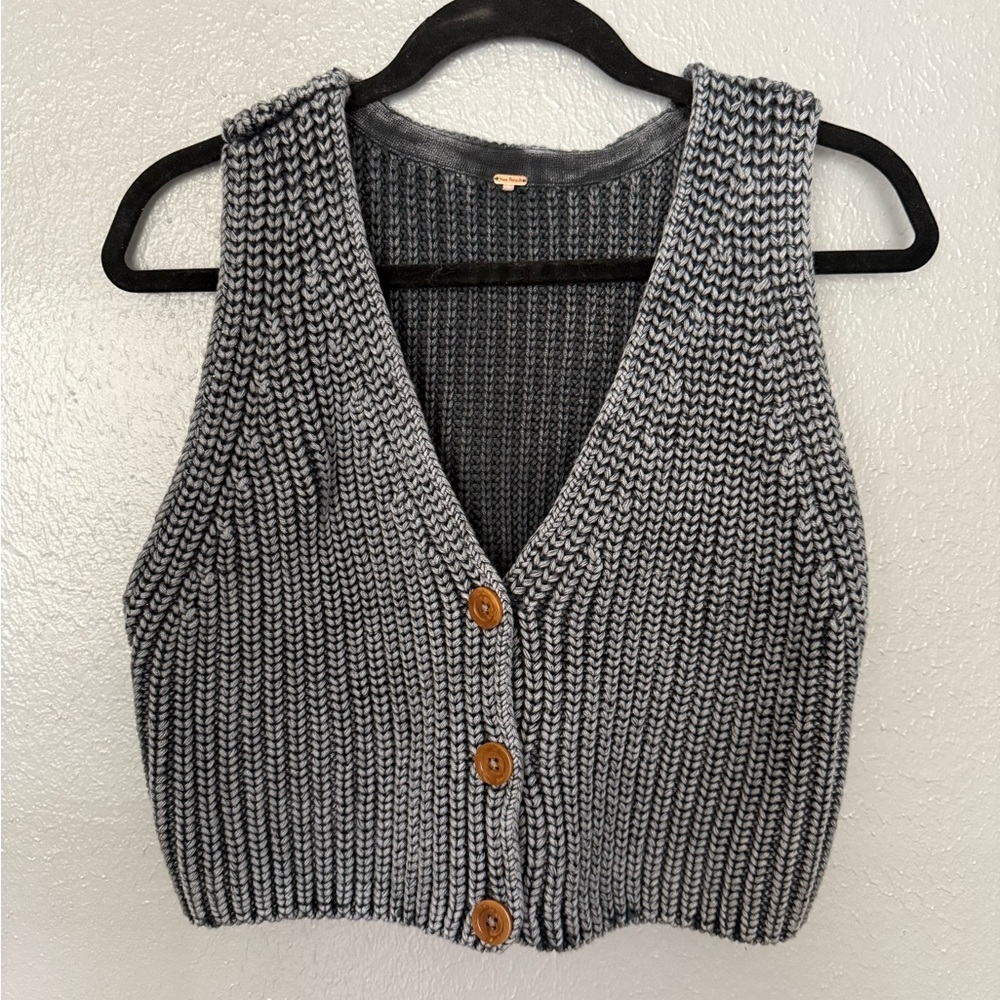 Free People Gray Knit Sweater Vest